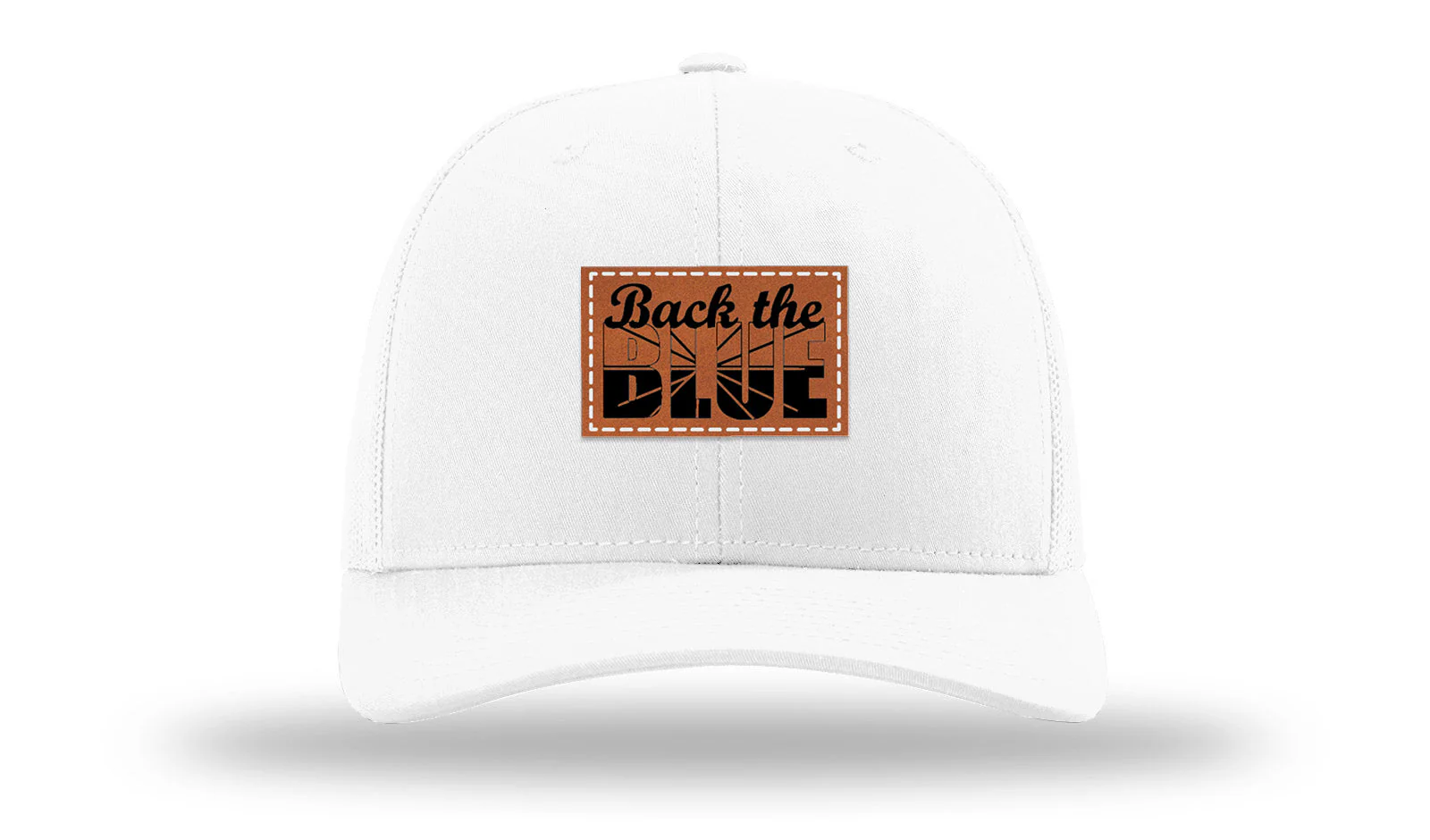 Back The Blue Leather Patch Richardson 112 Hat - Image 5