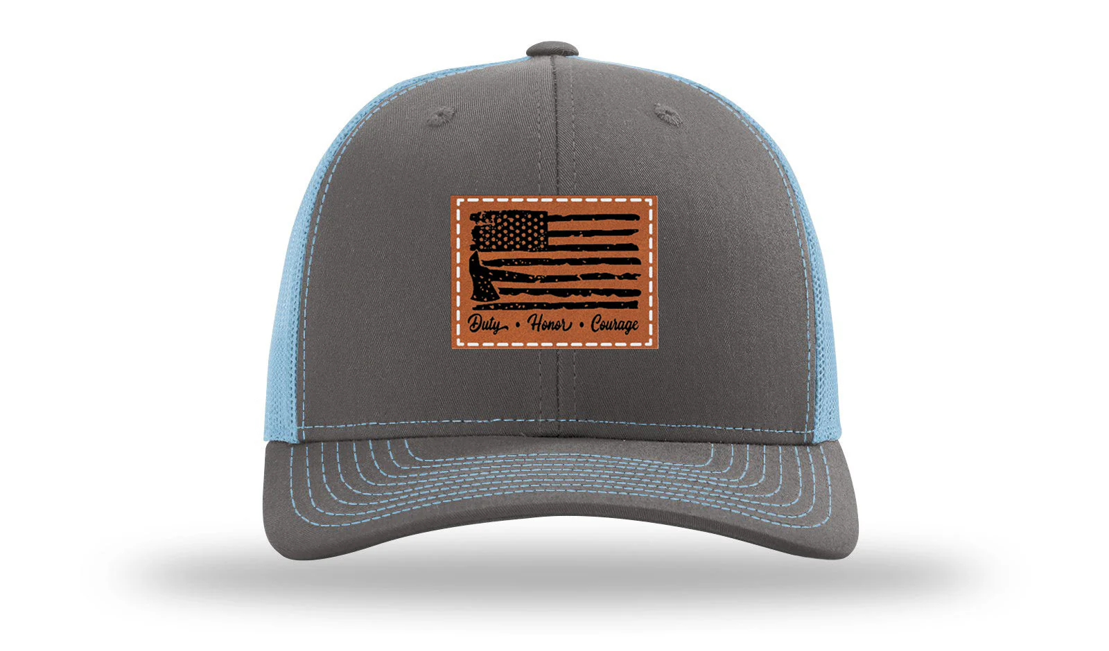 Firefighter Flag Leather Patch Richardson 112 Hat - Image 12