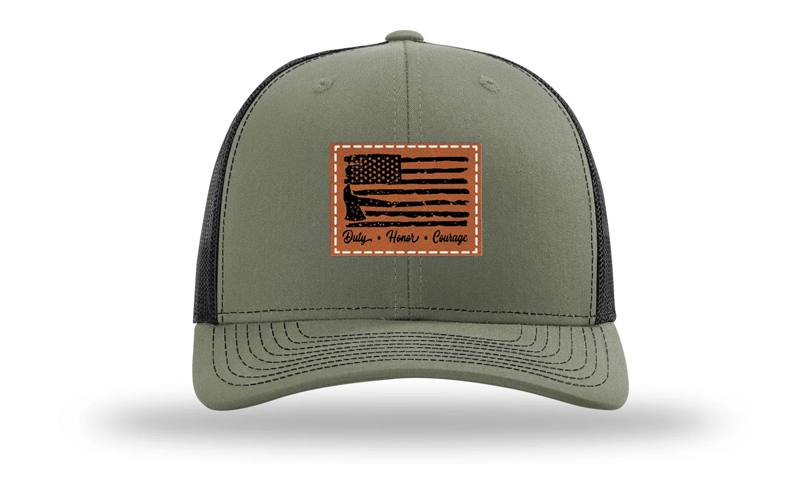Firefighter Flag Leather Patch Richardson 112 Hat - Image 25