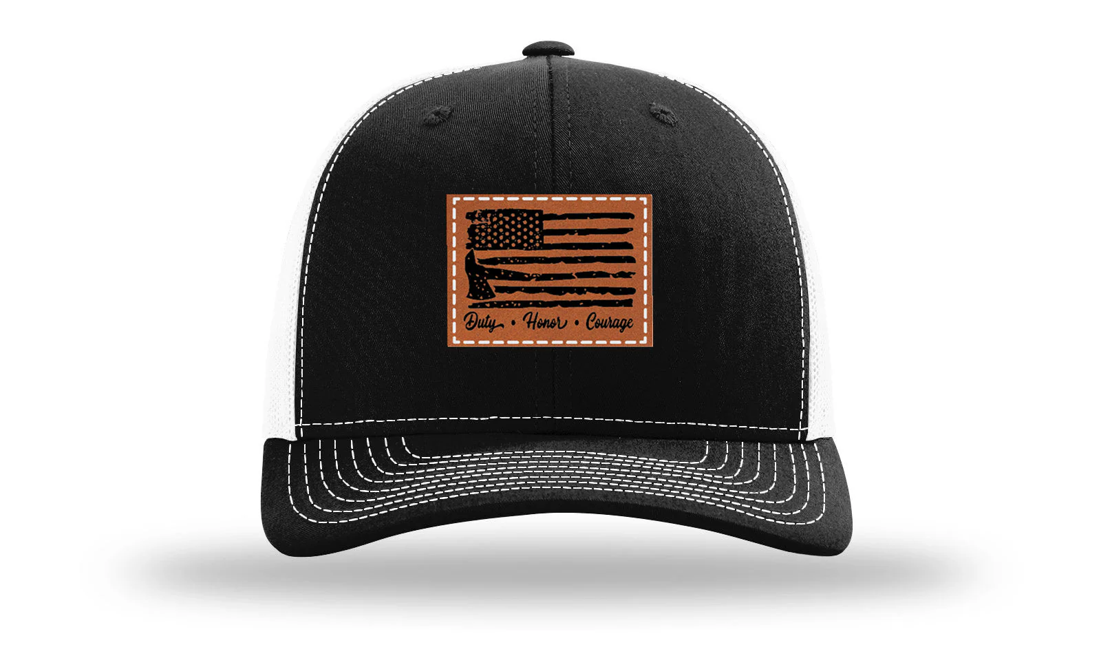 Firefighter Flag Leather Patch Richardson 112 Hat - Image 7
