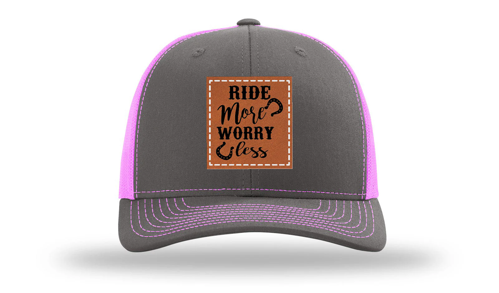Ride More Worry Less Leather Patch Richardson 112 Hat - Image 15