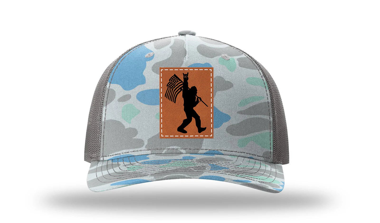 Sasquatch  Flag Leather Patch Richardson 112PFP Hat - Image 16
