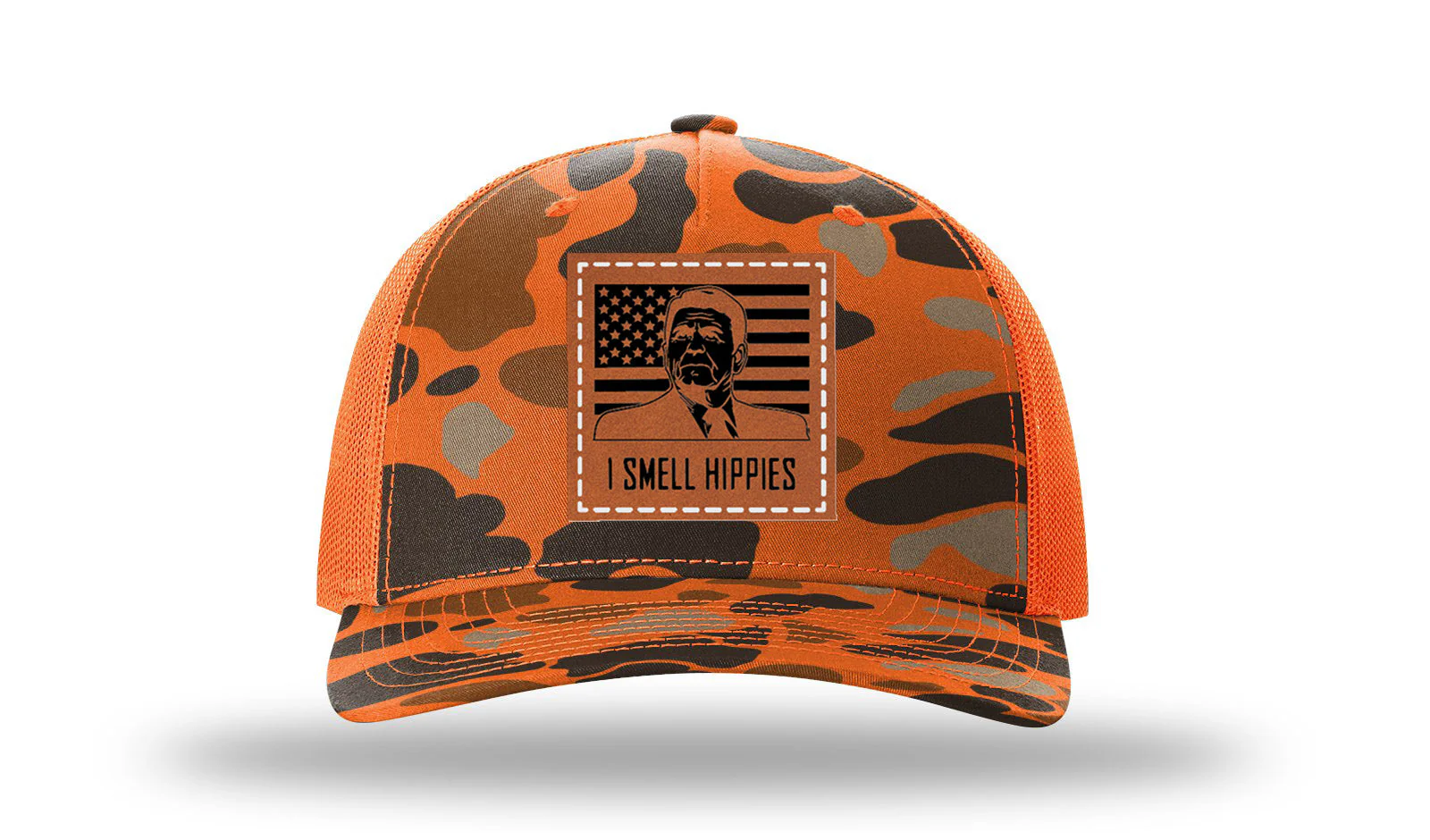 I Smell Hippies Leather Patch Richardson 112PFP Hat - Image 3