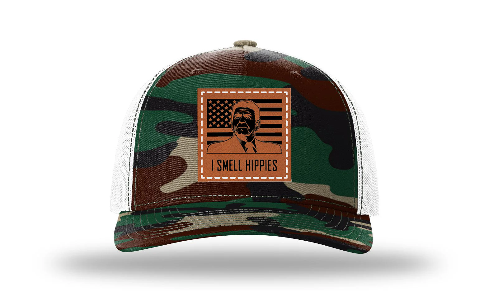 I Smell Hippies Leather Patch Richardson 112PFP Hat - Image 7