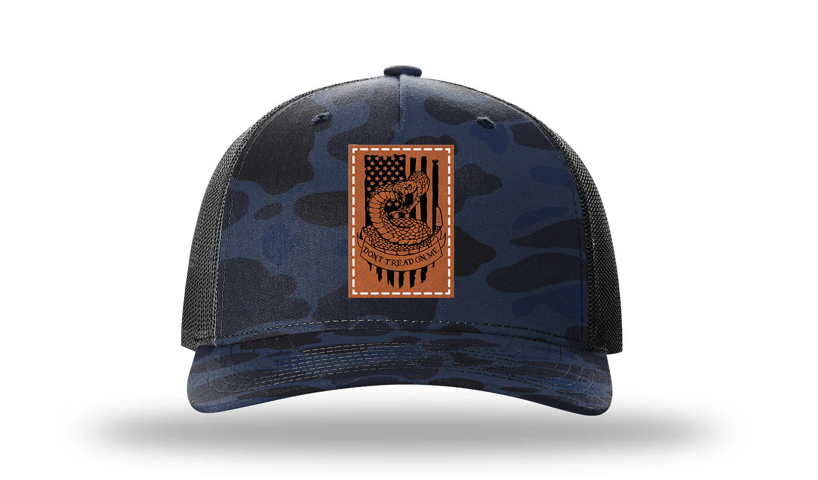 Don't Tread On Me Snake Leather Patch Richardson 112PFP Hat - Image 11