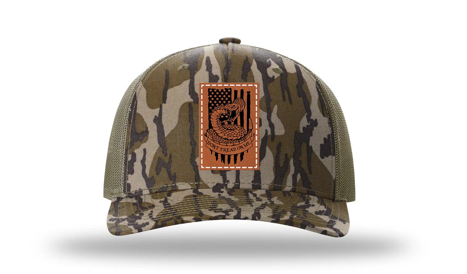 Don't Tread On Me Snake Leather Patch Richardson 112PFP Hat - Image 12