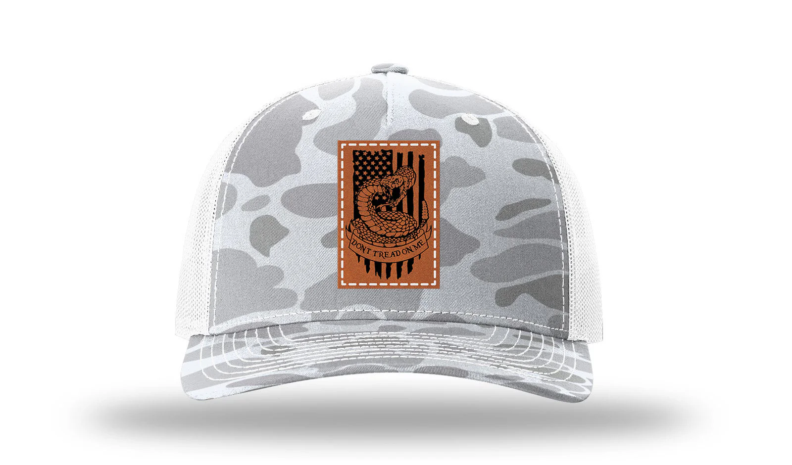 Don't Tread On Me Snake Leather Patch Richardson 112PFP Hat - Image 4