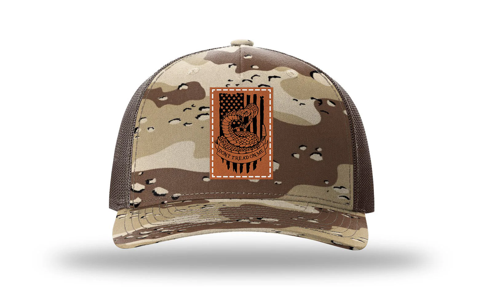 Don't Tread On Me Snake Leather Patch Richardson 112PFP Hat - Image 5