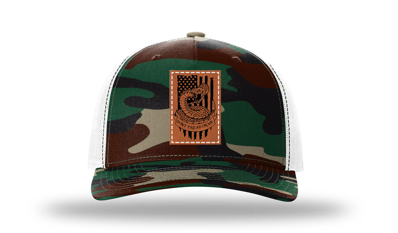 Don't Tread On Me Snake Leather Patch Richardson 112PFP Hat - Image 7