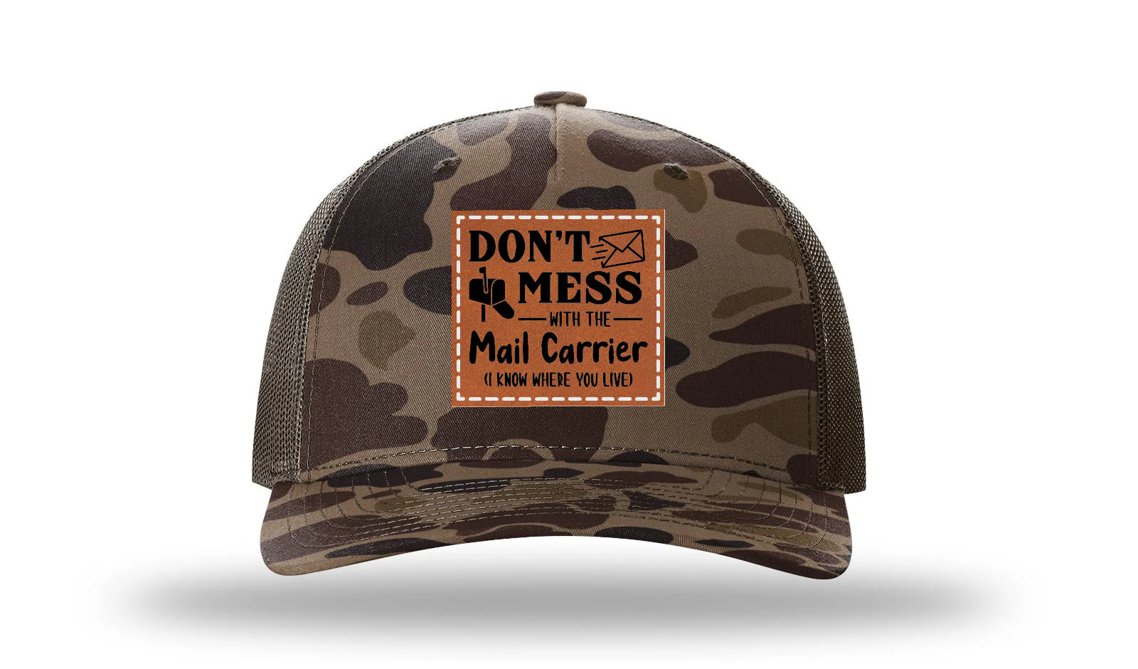 Don't Mess With The Mail Carrier Leather Patch Richardson 112PFP Hat - Image 2