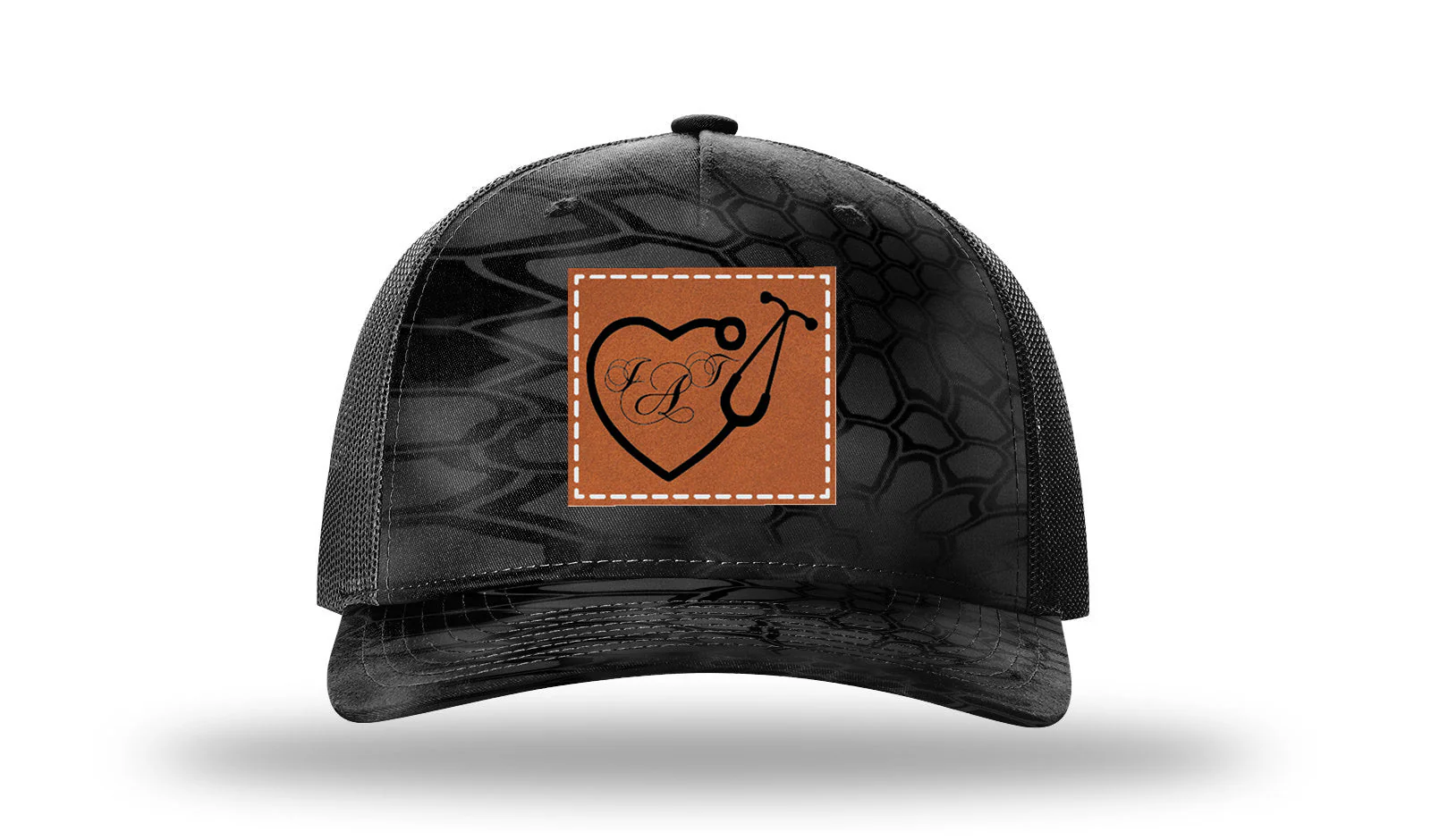 Heart Stethoscope with Monogram Leather Patch Richardson 112PFP Hat - Image 10