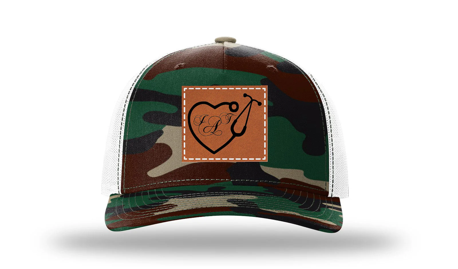 Heart Stethoscope with Monogram Leather Patch Richardson 112PFP Hat - Image 7