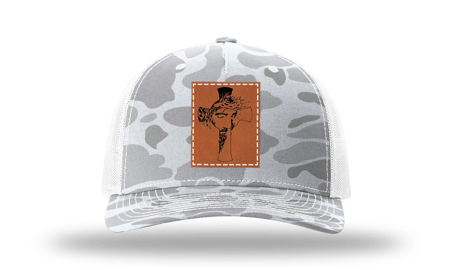 Jesus Cross Leather Patch Richardson 112PFP Hat - Image 3