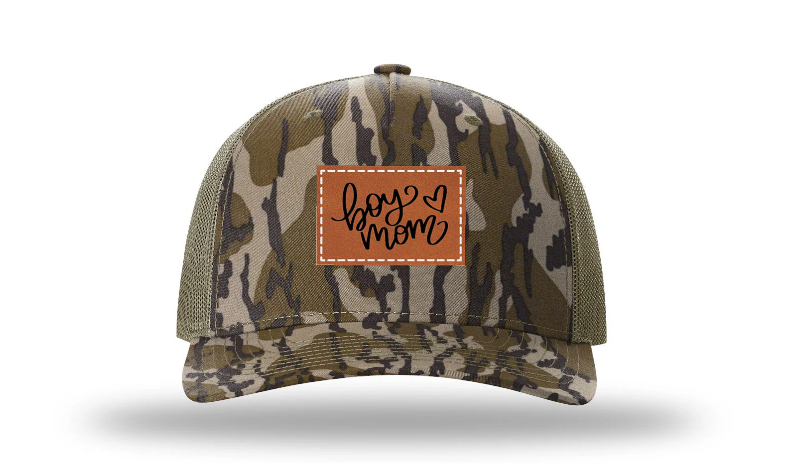 Boy Mom With Heart Leather Patch Richardson 112PFP Hat - Image 12