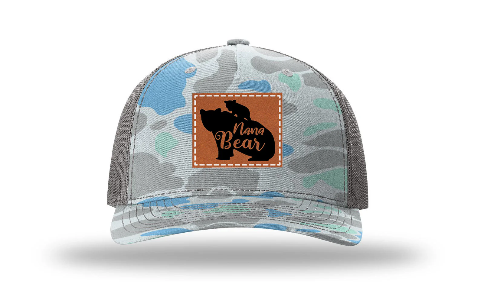 Mama Bear With Cub Leather Patch Richardson 112PFP Hat - Image 15