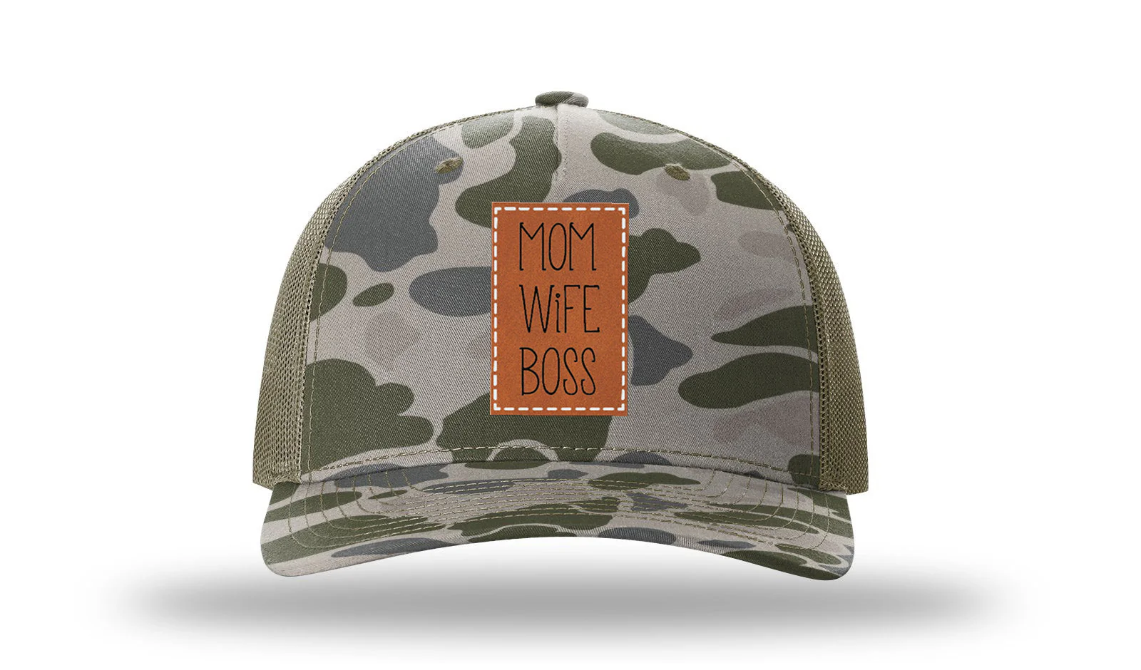 Mom Wife Boss Leather Patch Richardson 112PFP Hat