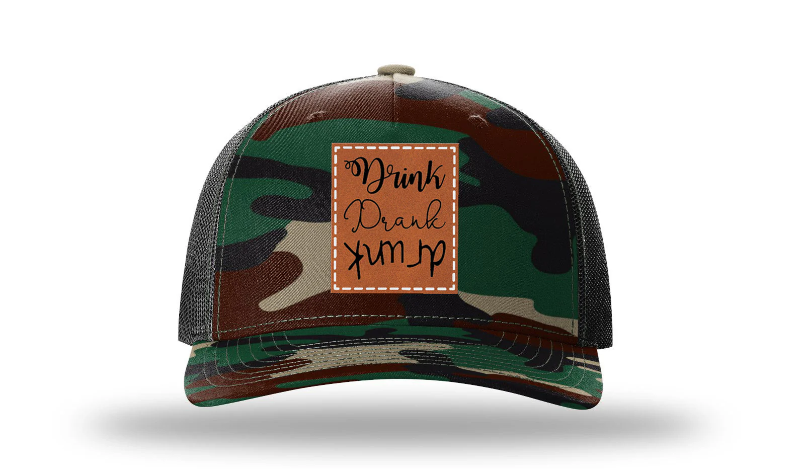 Drink Drank Drunk Leather Patch Richardson 112PFP Hat - Image 6