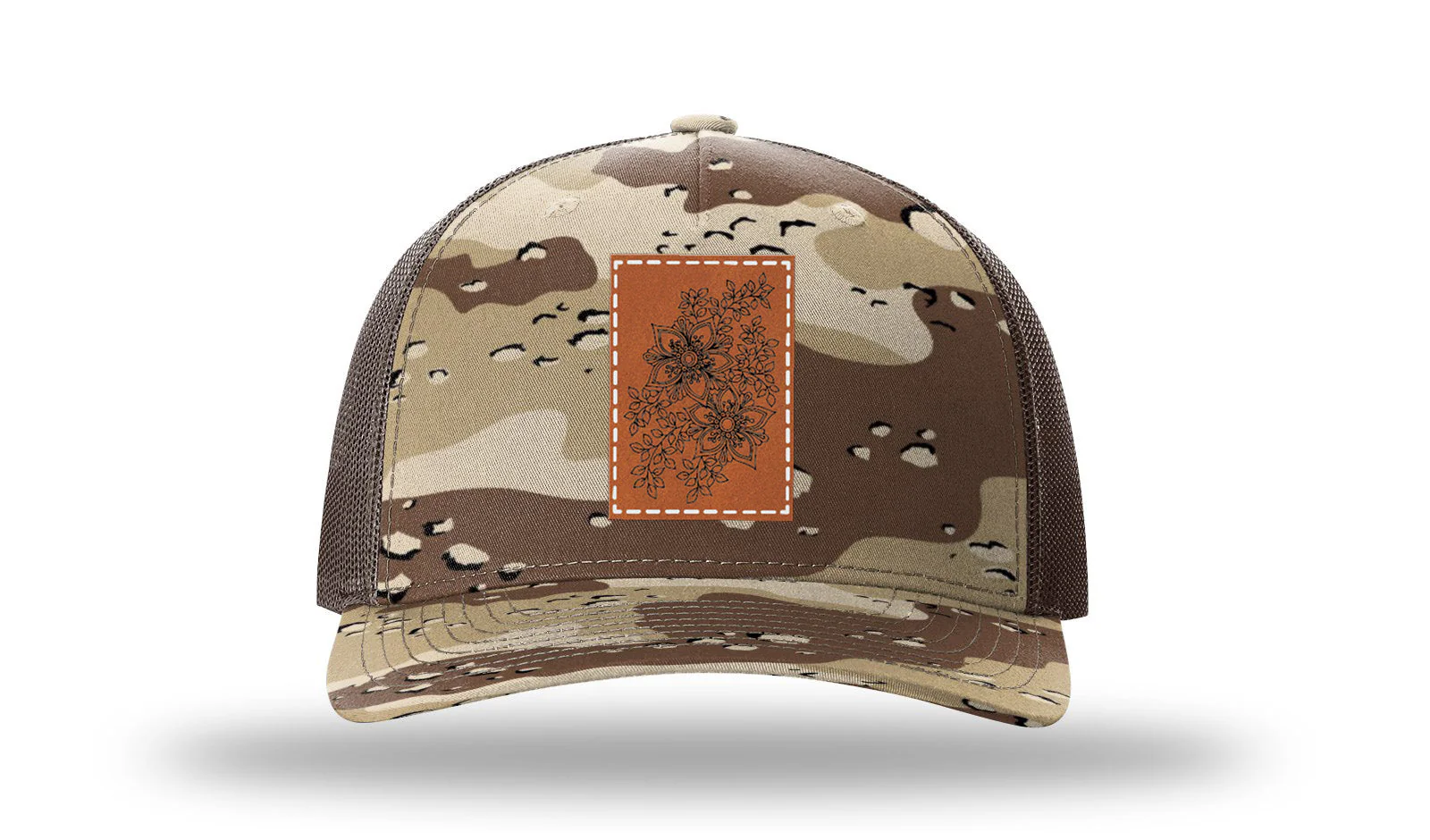 Cherry Blossom Flower Leather Patch Richardson 112PFP Hat - Image 5