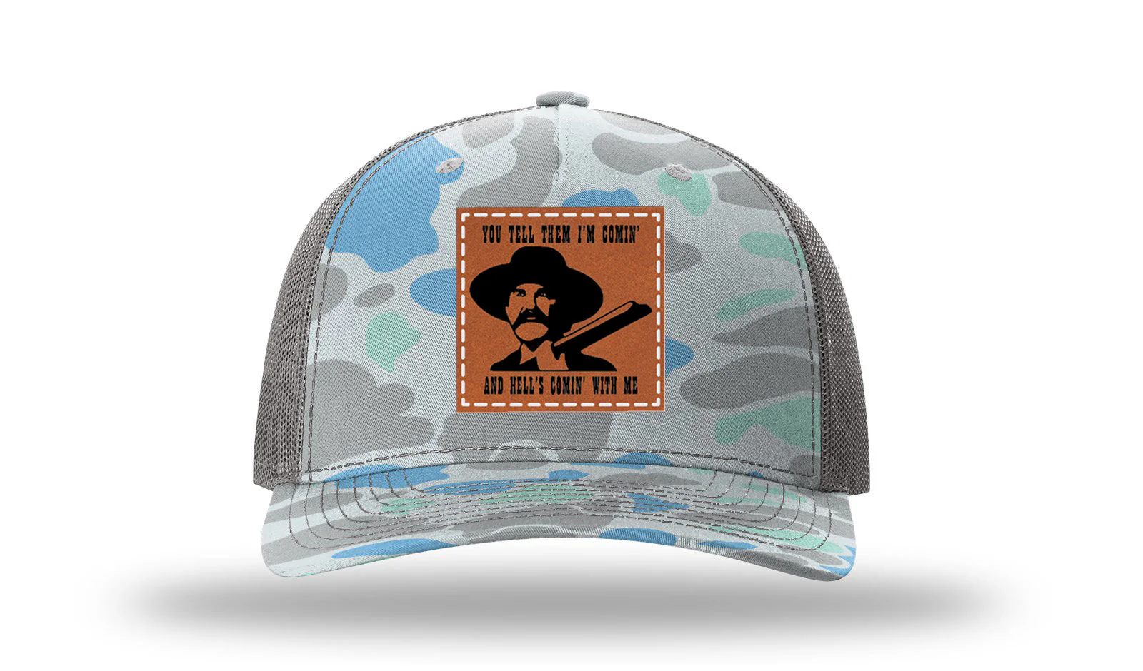 Hell's Coming Leather Patch Richardson 112PFP Hat - Image 16