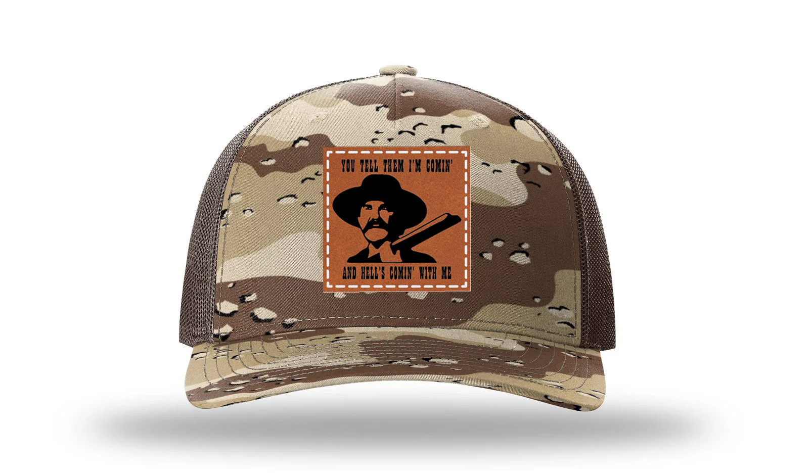 Hell's Coming Leather Patch Richardson 112PFP Hat - Image 5
