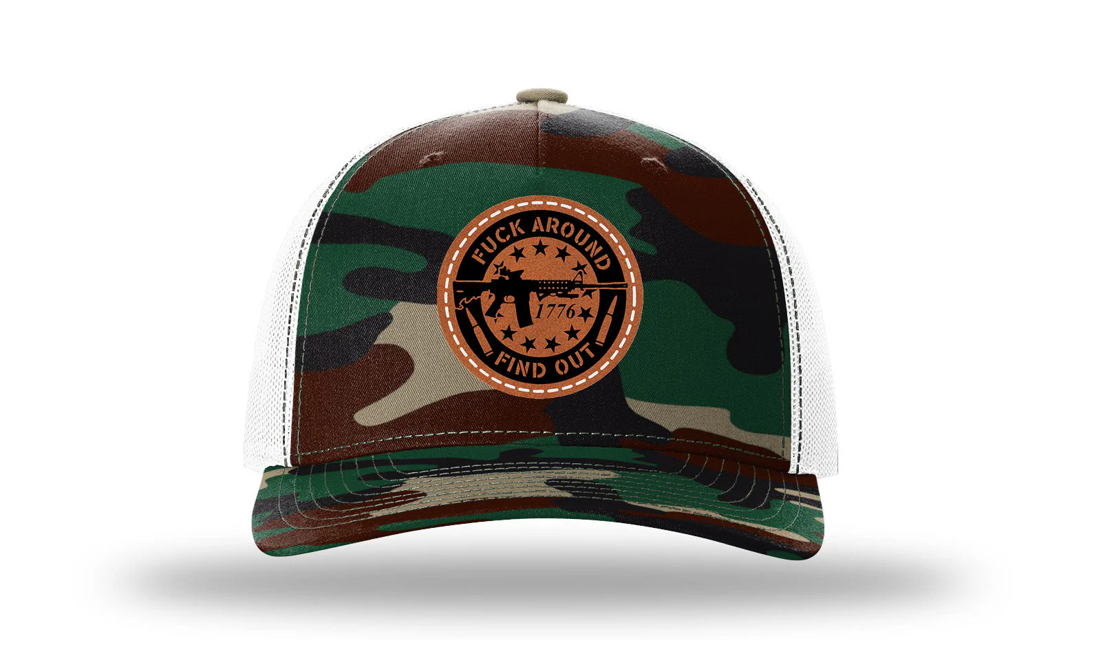 F*ck Around Find Out Leather Patch Richardson 112PFP Hat - Image 7