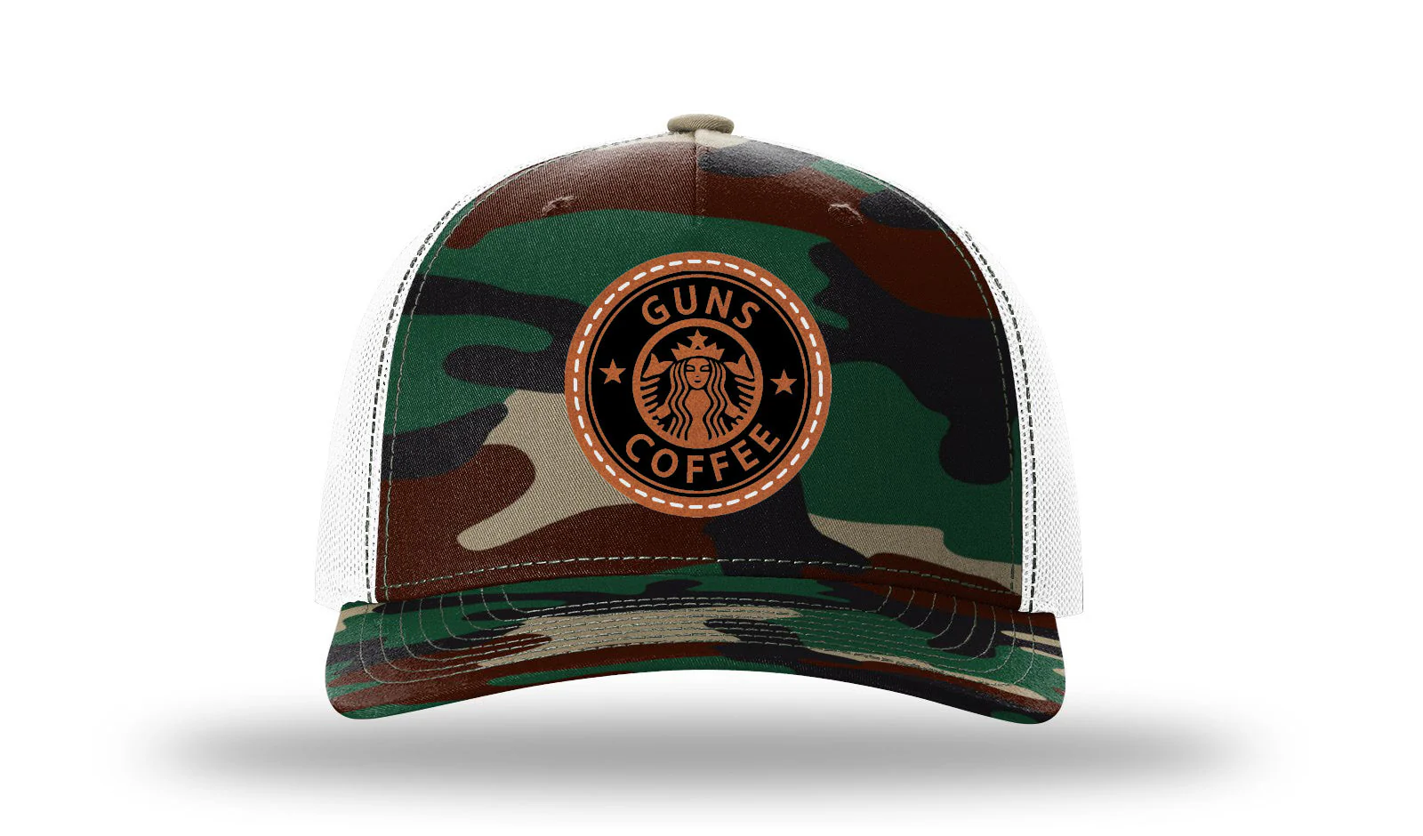 Guns & Coffee Leather Patch Richardson 112PFP Hat - Image 7