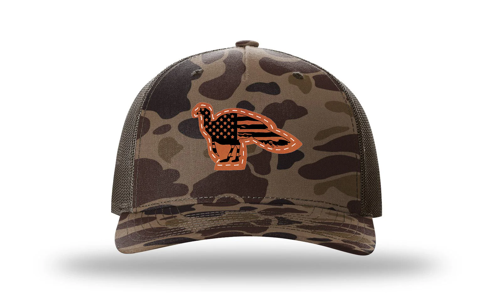 Distressed Flag Turkey Leather Patch Richardson 112PFP Hat - Image 2
