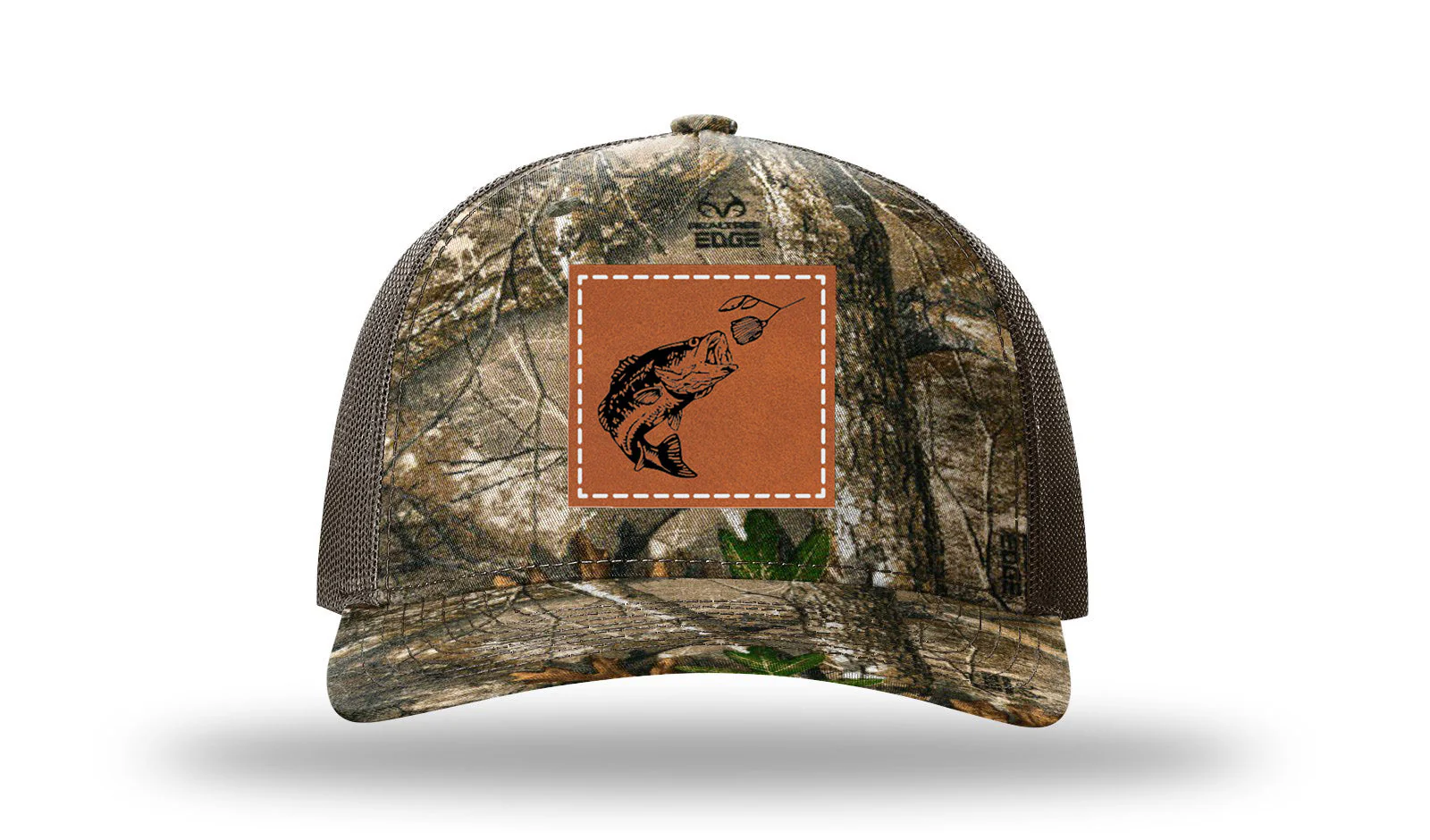 Bass with Spinner Bait Leather Patch Richardson 112PFP Hat - Image 13