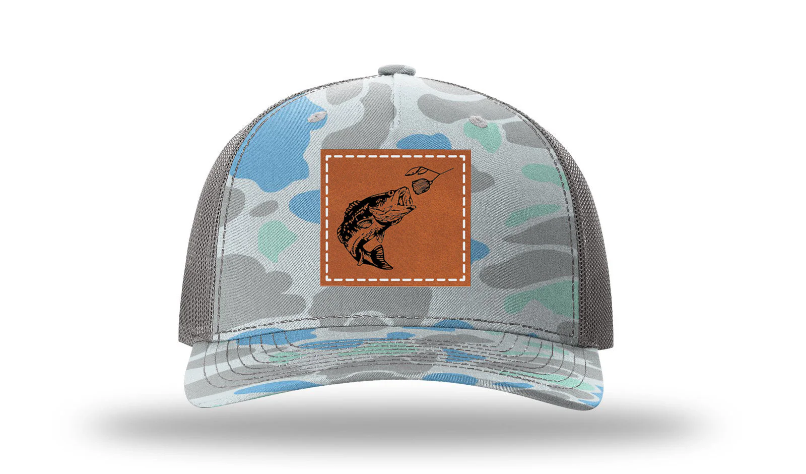 Bass with Spinner Bait Leather Patch Richardson 112PFP Hat - Image 16