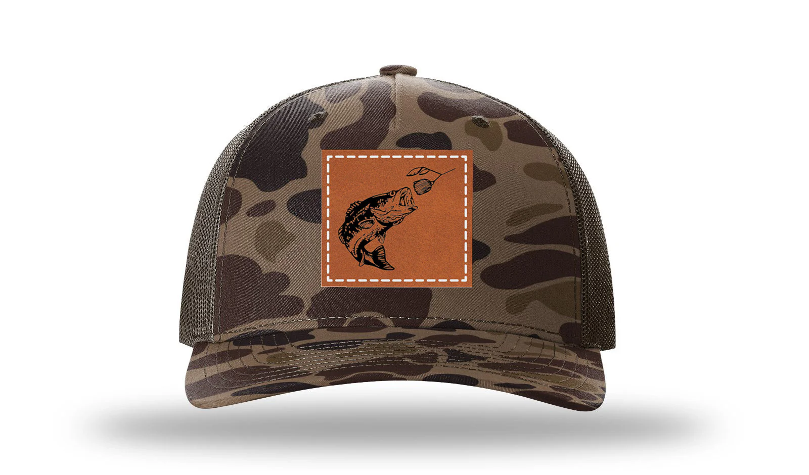 Bass with Spinner Bait Leather Patch Richardson 112PFP Hat - Image 2