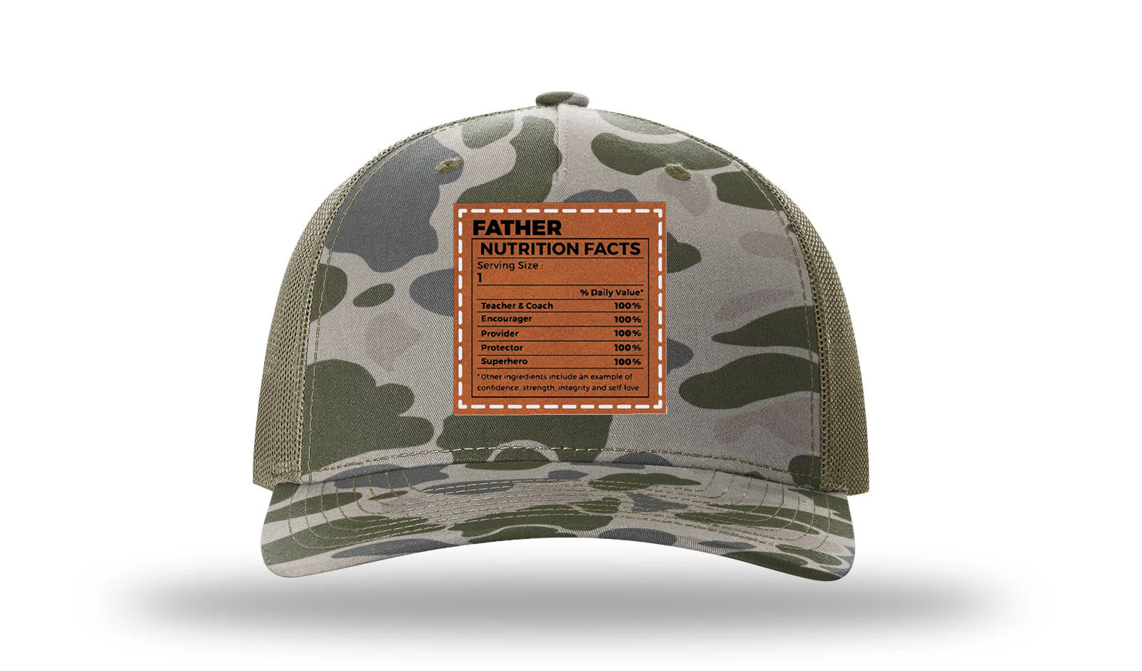 Dad Nutrion Facts Leather Patch Richardson 112PFP Hat