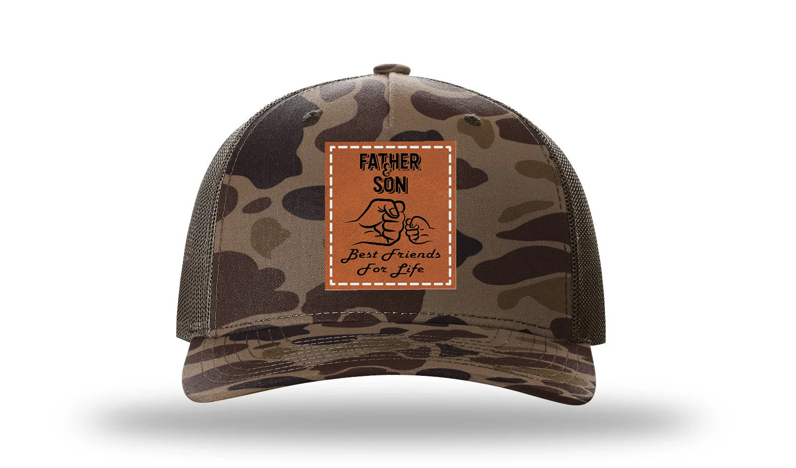 Father and Son Fist Bump Leather Patch Richardson 112PFP Hat - Image 2