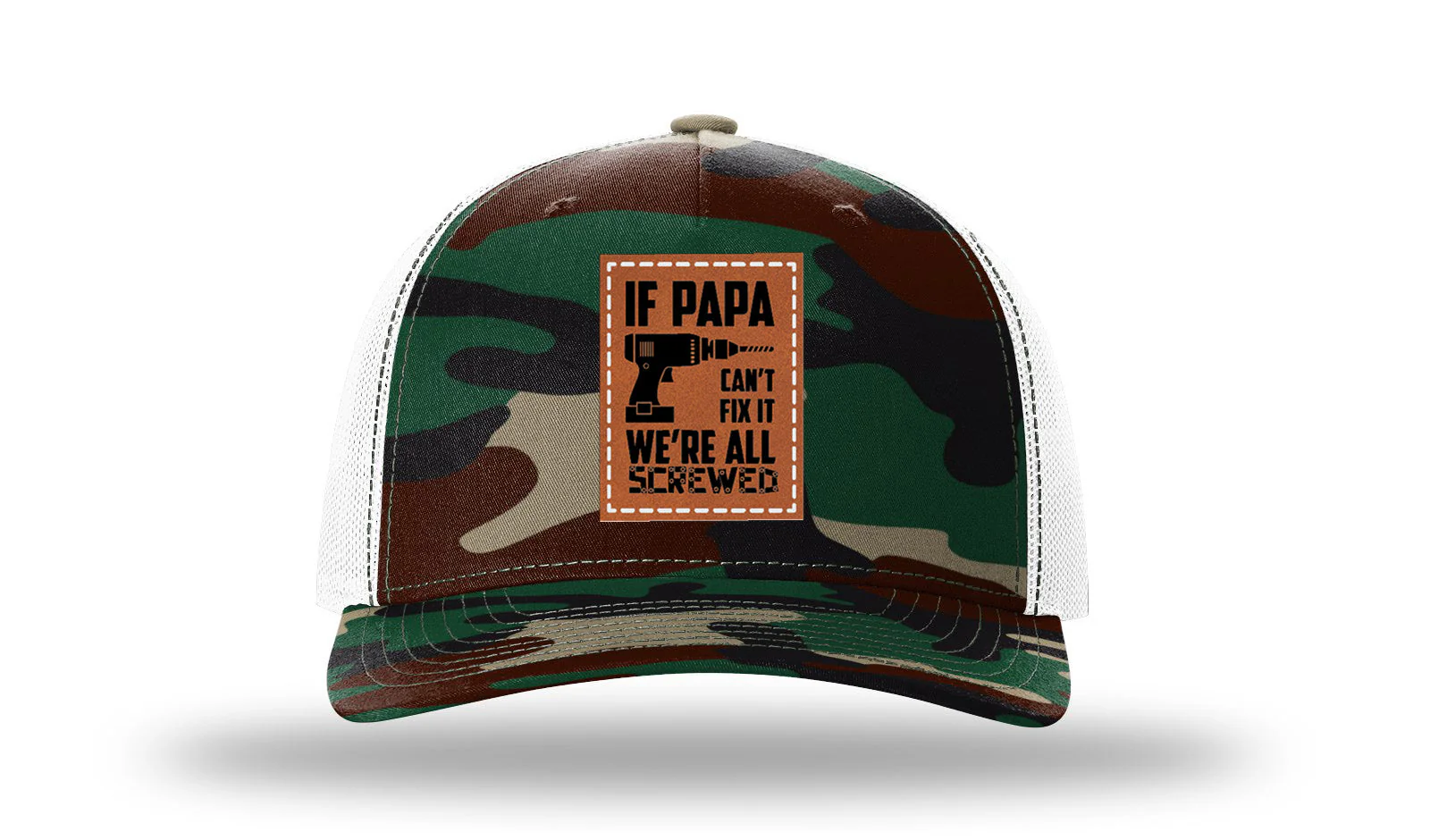 If Papa Can't Fix It Leather Patch Richardson 112PFP Hat - Image 7
