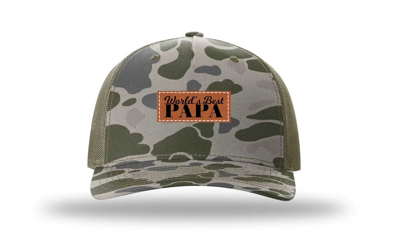 World's Best Papa Leather Patch Richardson 112PFP Hat