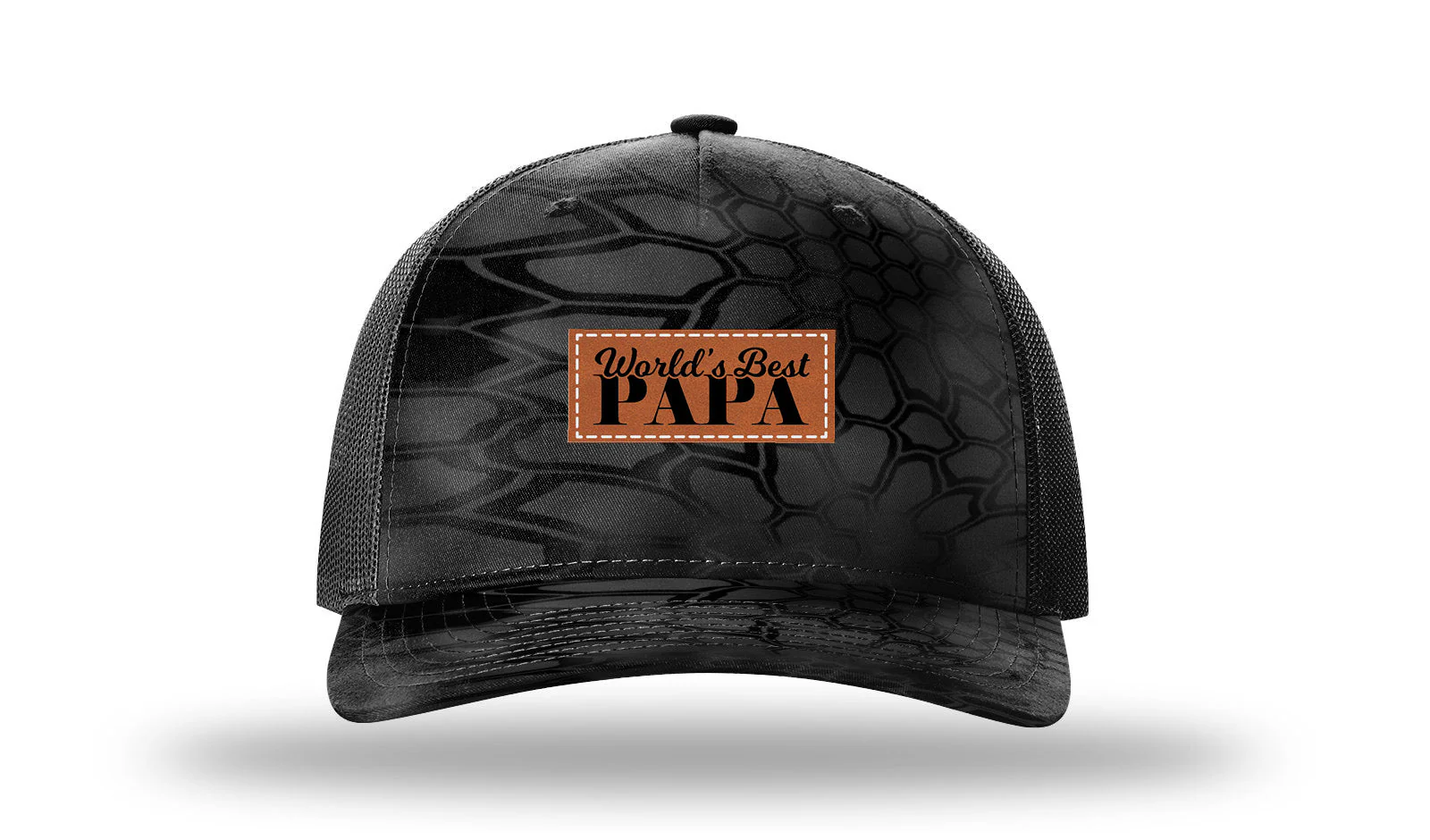 World's Best Papa Leather Patch Richardson 112PFP Hat - Image 10