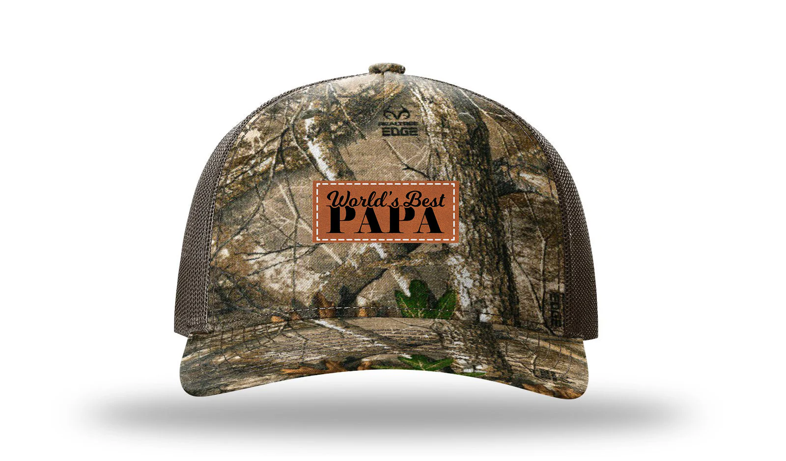 World's Best Papa Leather Patch Richardson 112PFP Hat - Image 13