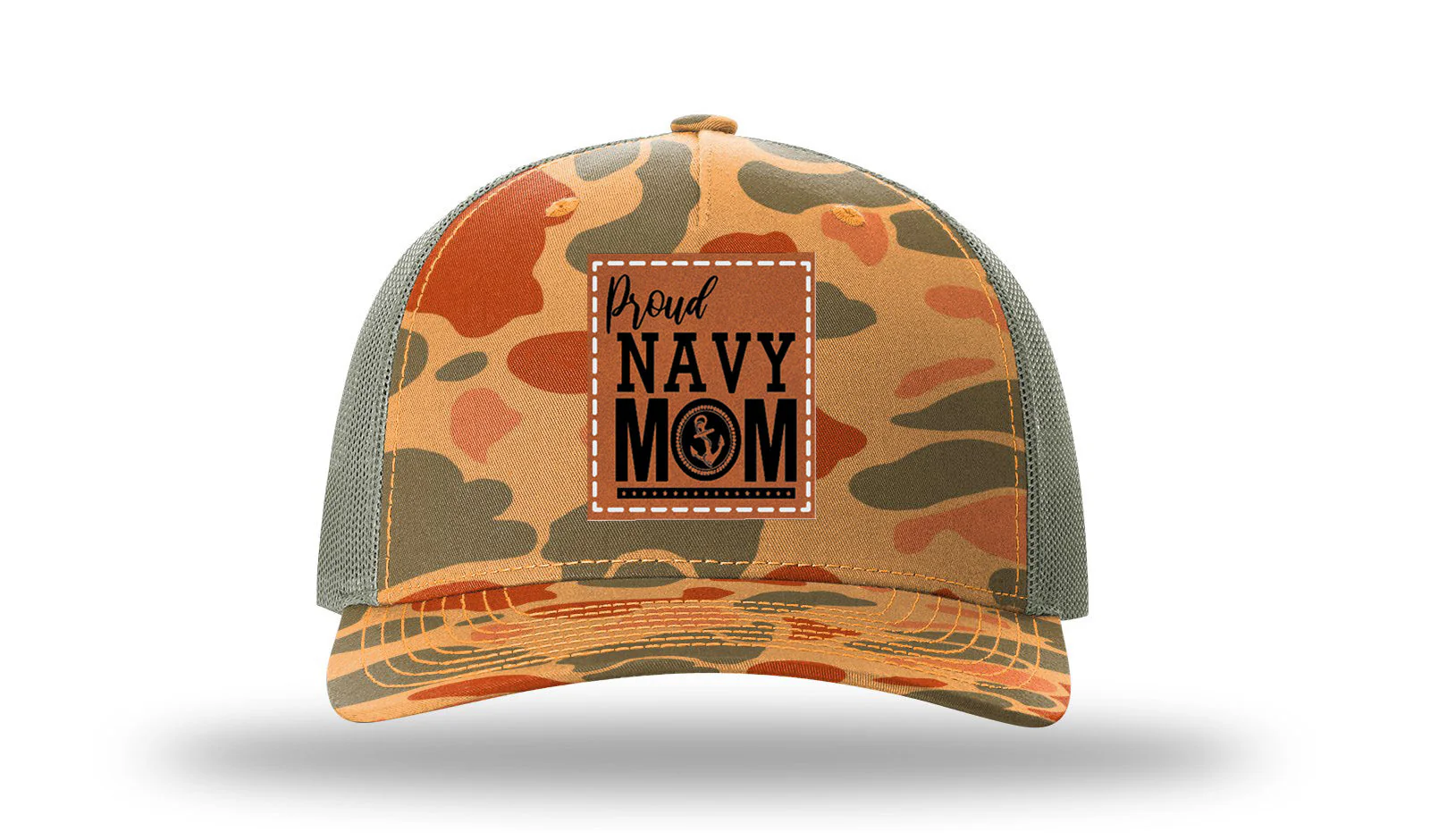 Proud Navy Mom Leather Patch Richardson 112PFP Hat - Image 17