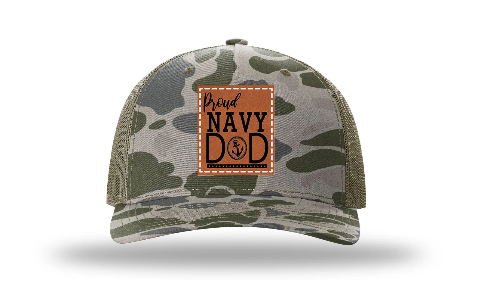 Proud Navy Dad Leather Patch Richardson 112PFP Hat