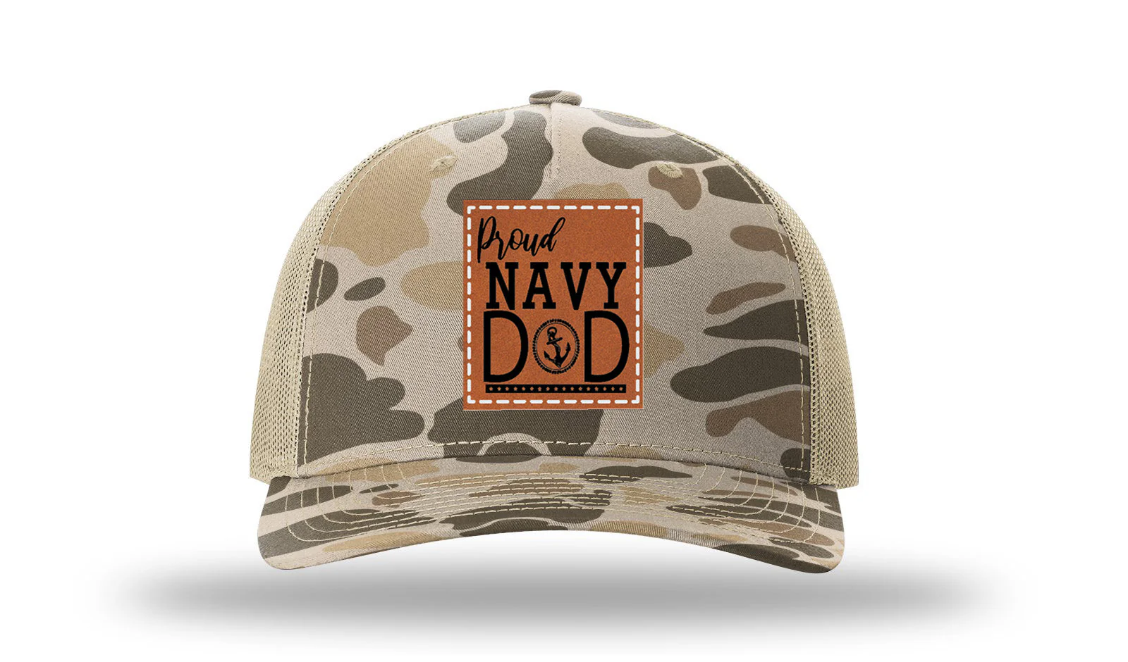 Proud Navy Dad Leather Patch Richardson 112PFP Hat - Image 8