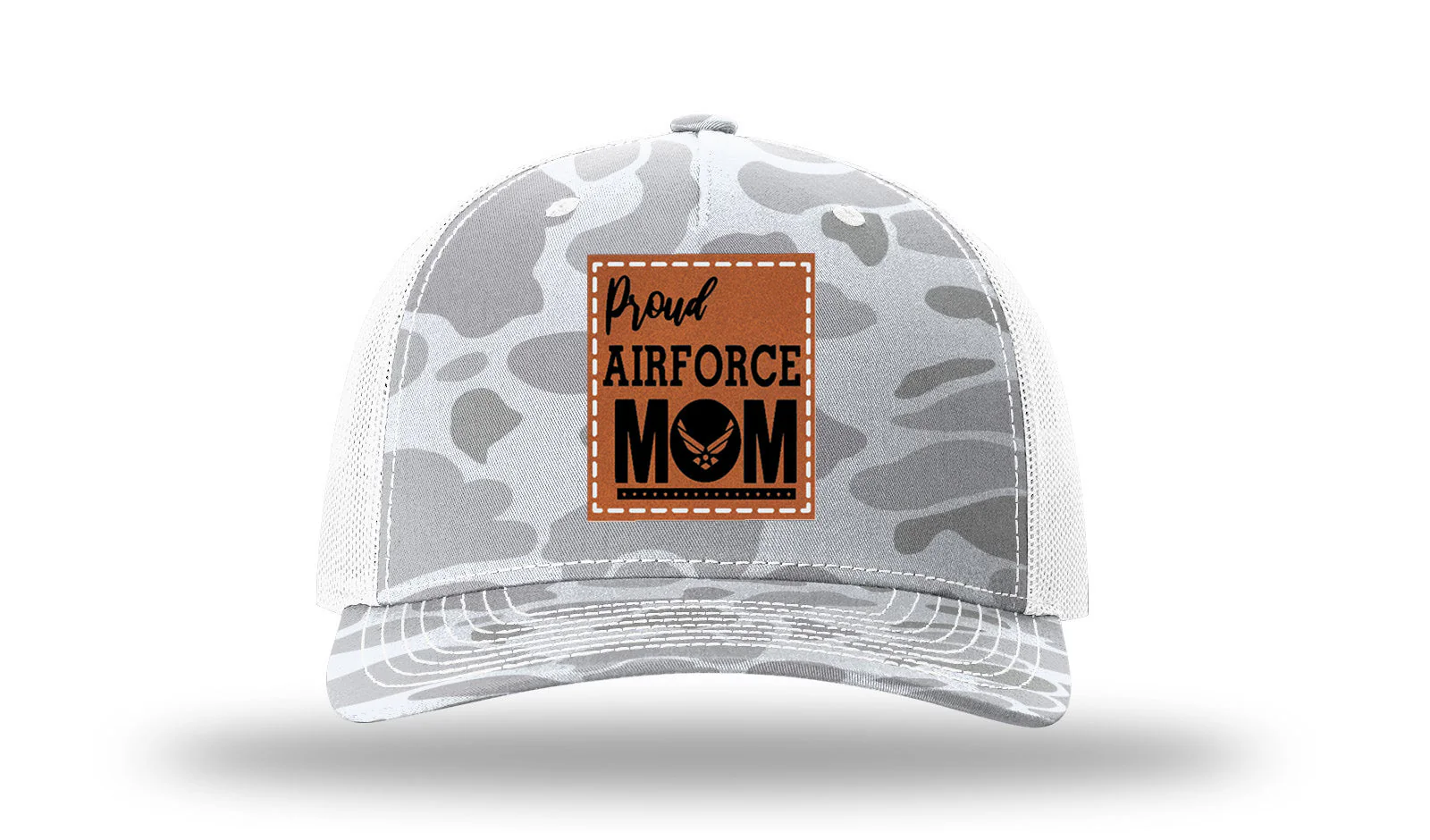 Proud Air Force Mom Leather Patch Richardson 112PFP Hat - Image 4