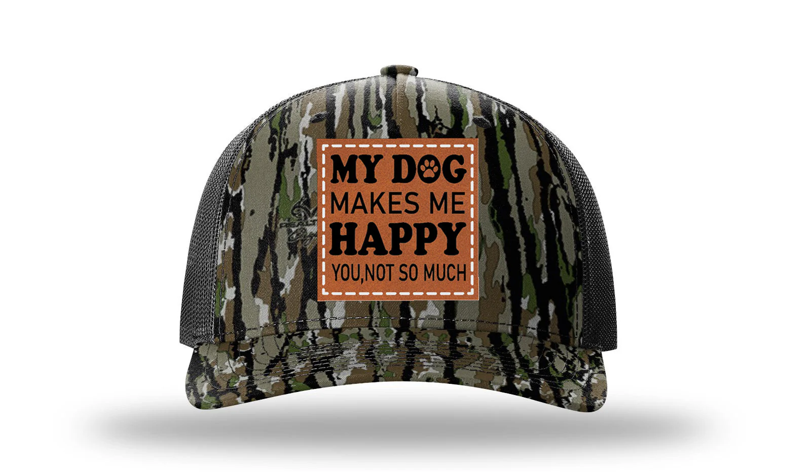 My Dog Makes Me Happy Leather Patch Richardson 112PFP Hat - Image 14