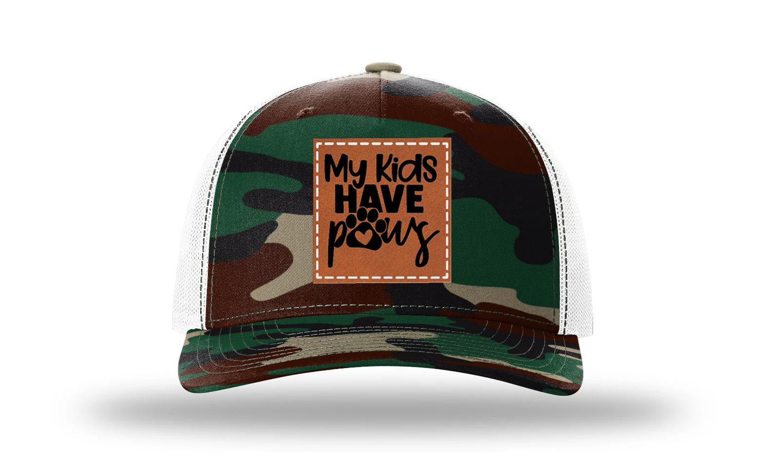 My Kids Have Paws Leather Patch Richardson 112PFP Hat - Image 7