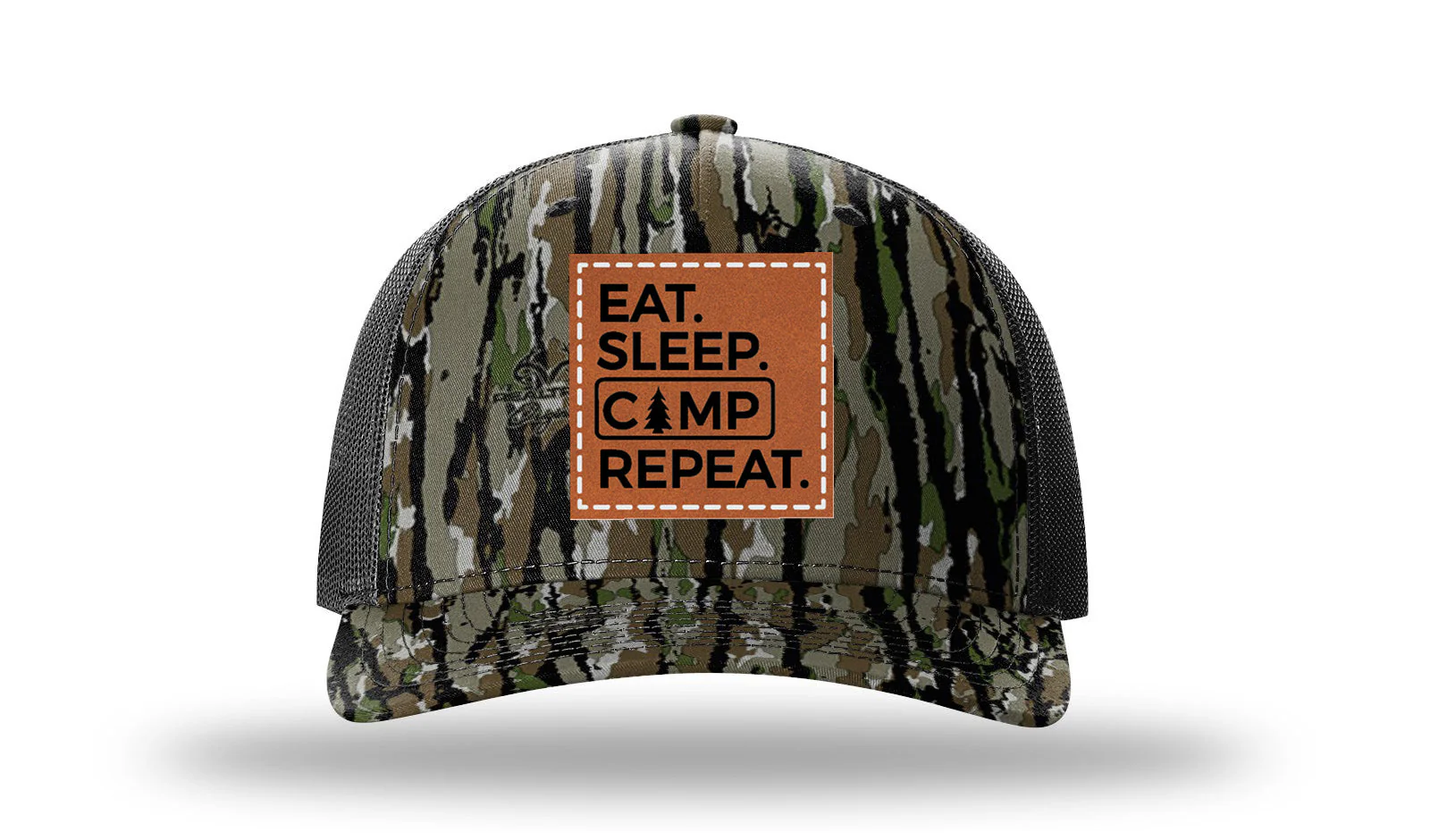 Eat. Sleep, Camp Repeat. Leather Patch Richardson 112PFP Hat - Image 14