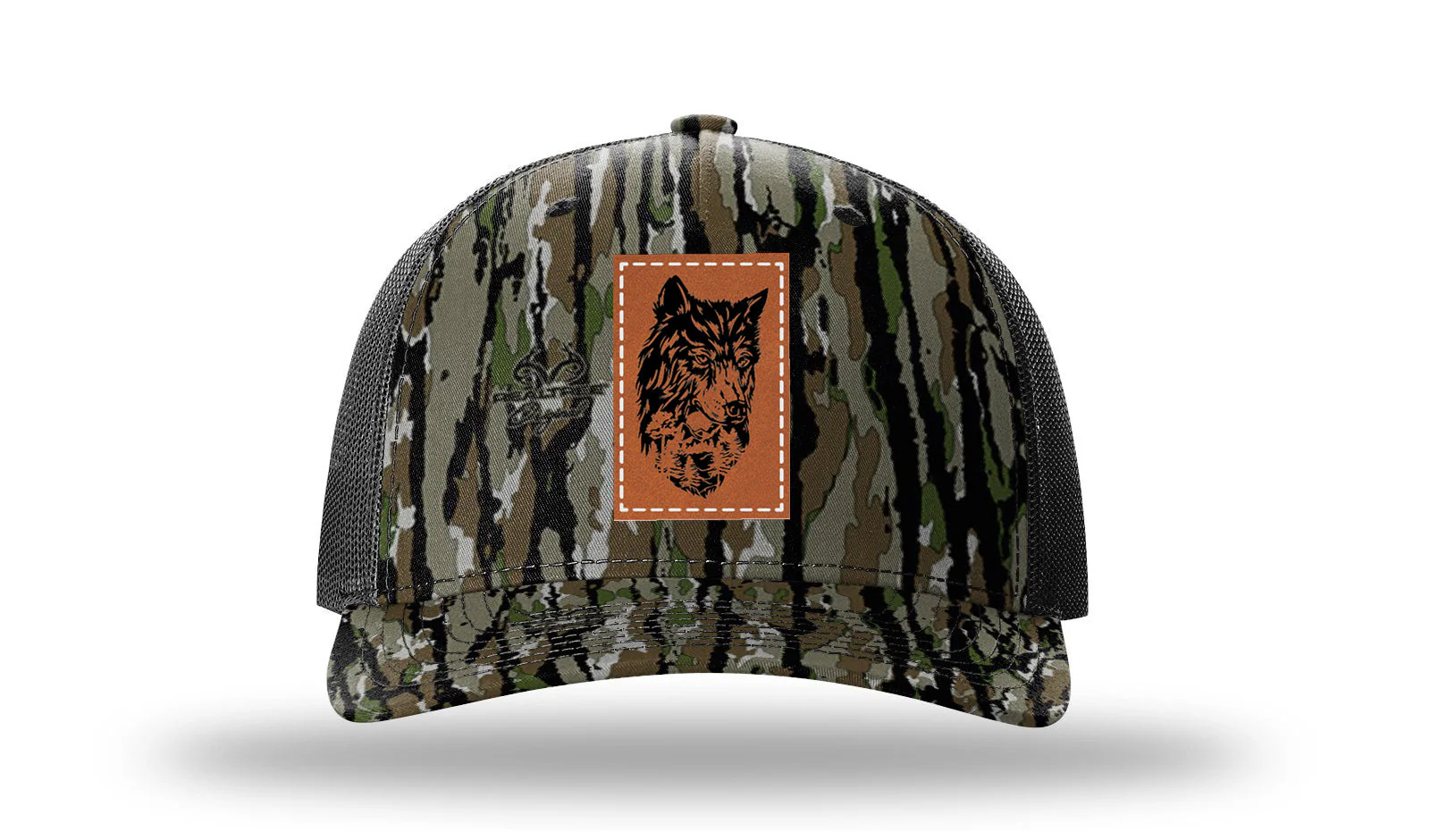 Wolf With Trees Leather Patch Richardson 112PFP Hat - Image 14