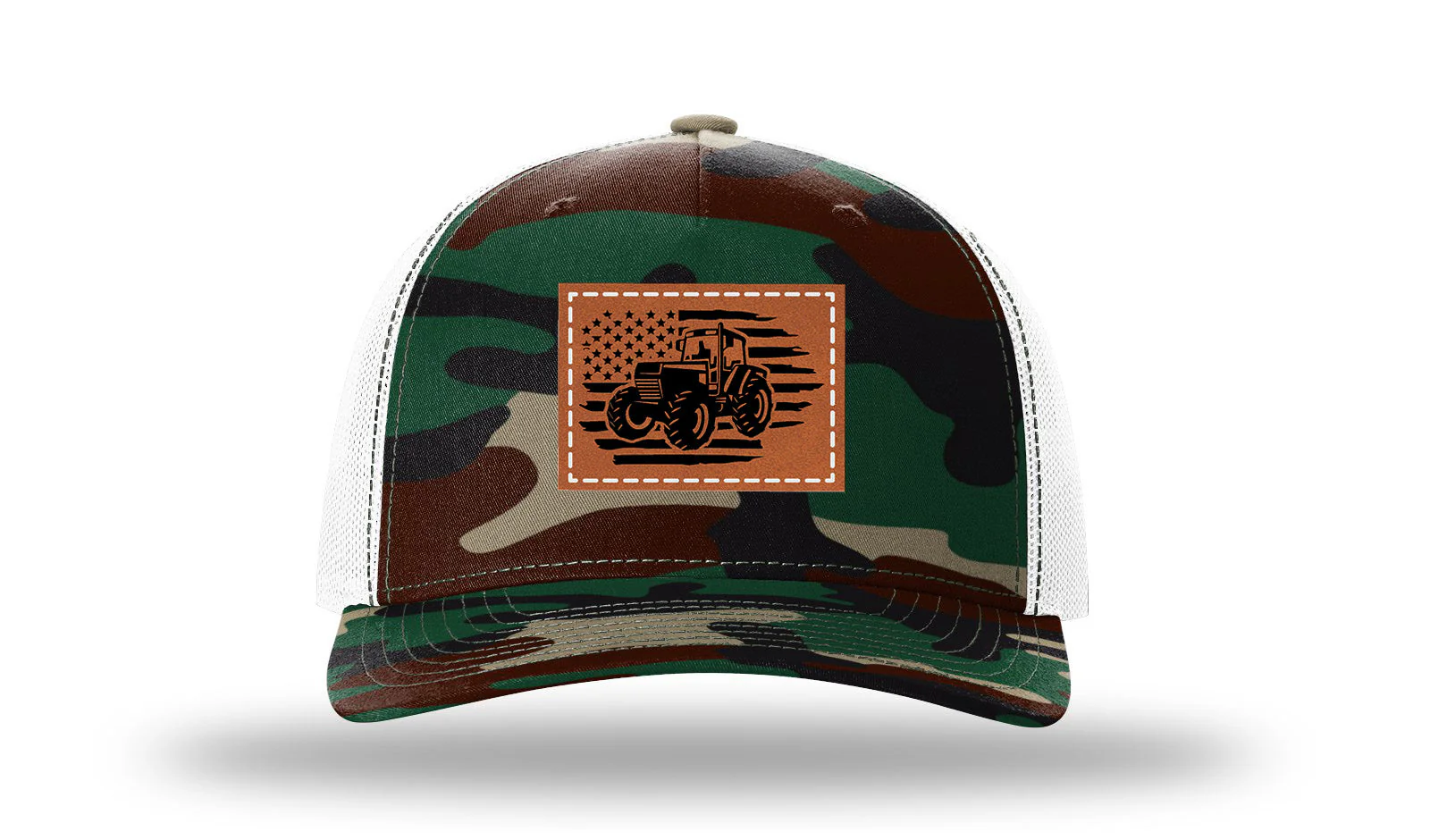 Tractor Flag 3 Leather Patch Richardson 112PFP Hat - Image 7