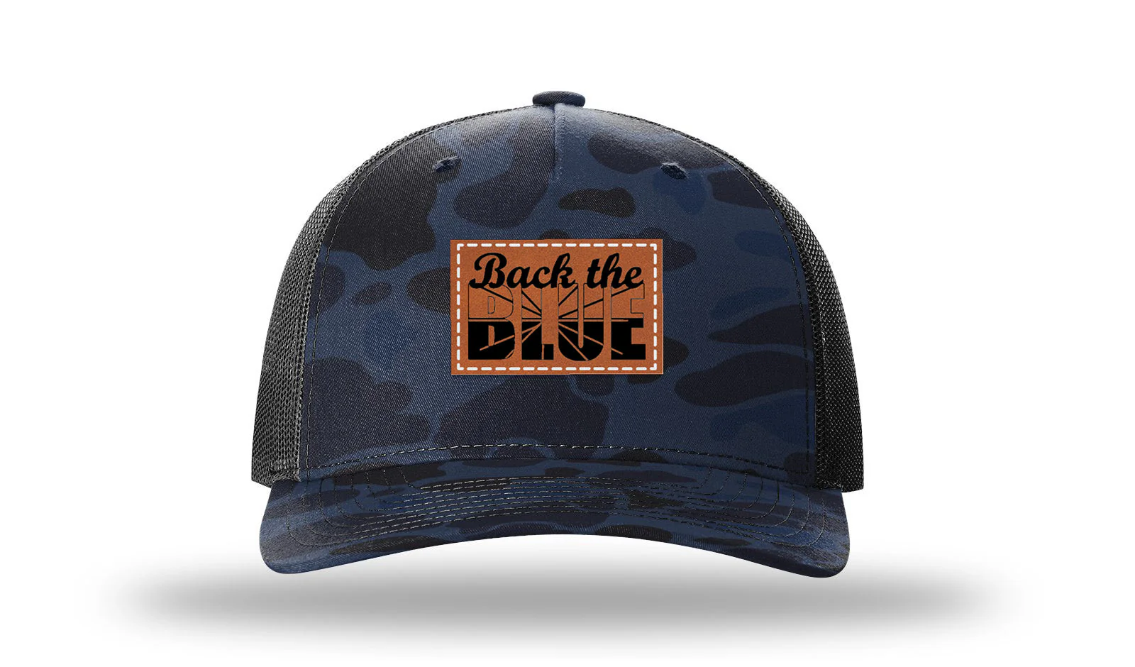 Back The Blue Leather Patch Richardson 112PFP Hat - Image 11