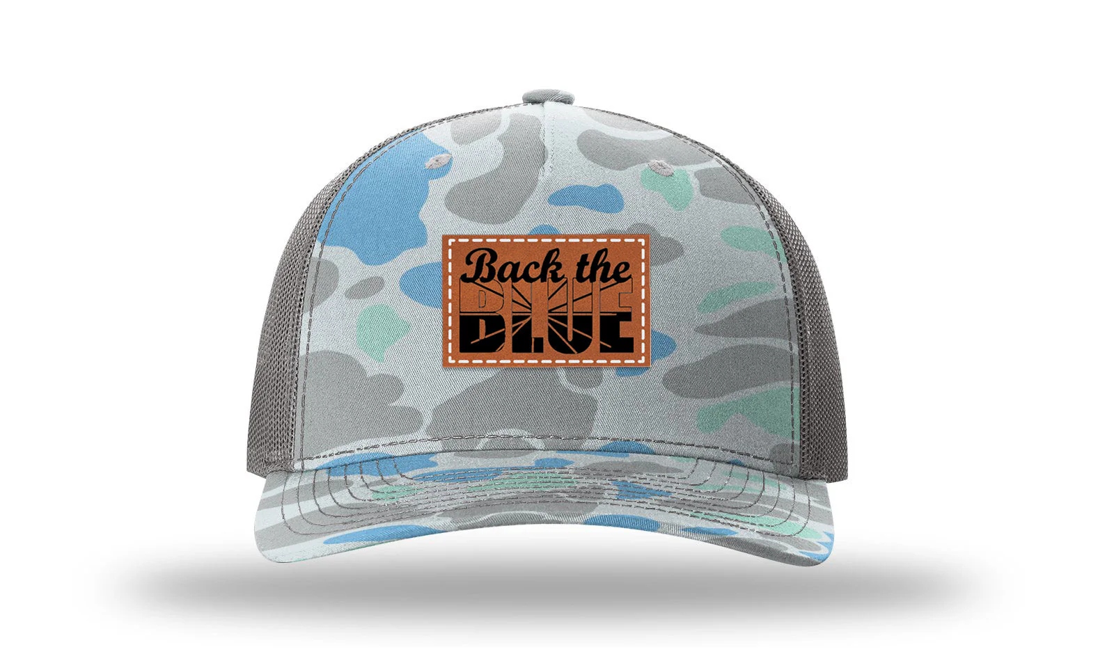 Back The Blue Leather Patch Richardson 112PFP Hat - Image 16