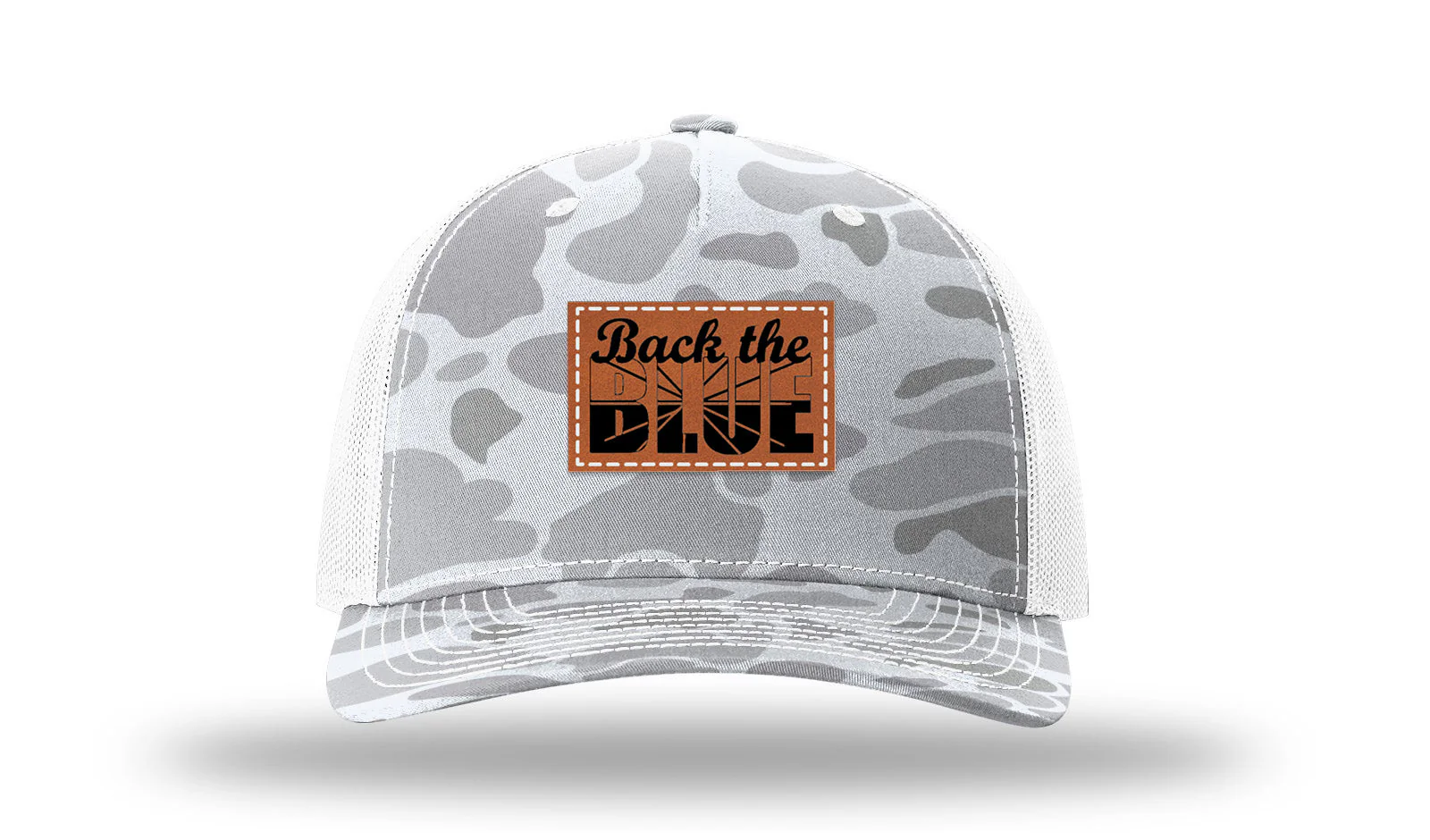 Back The Blue Leather Patch Richardson 112PFP Hat - Image 4