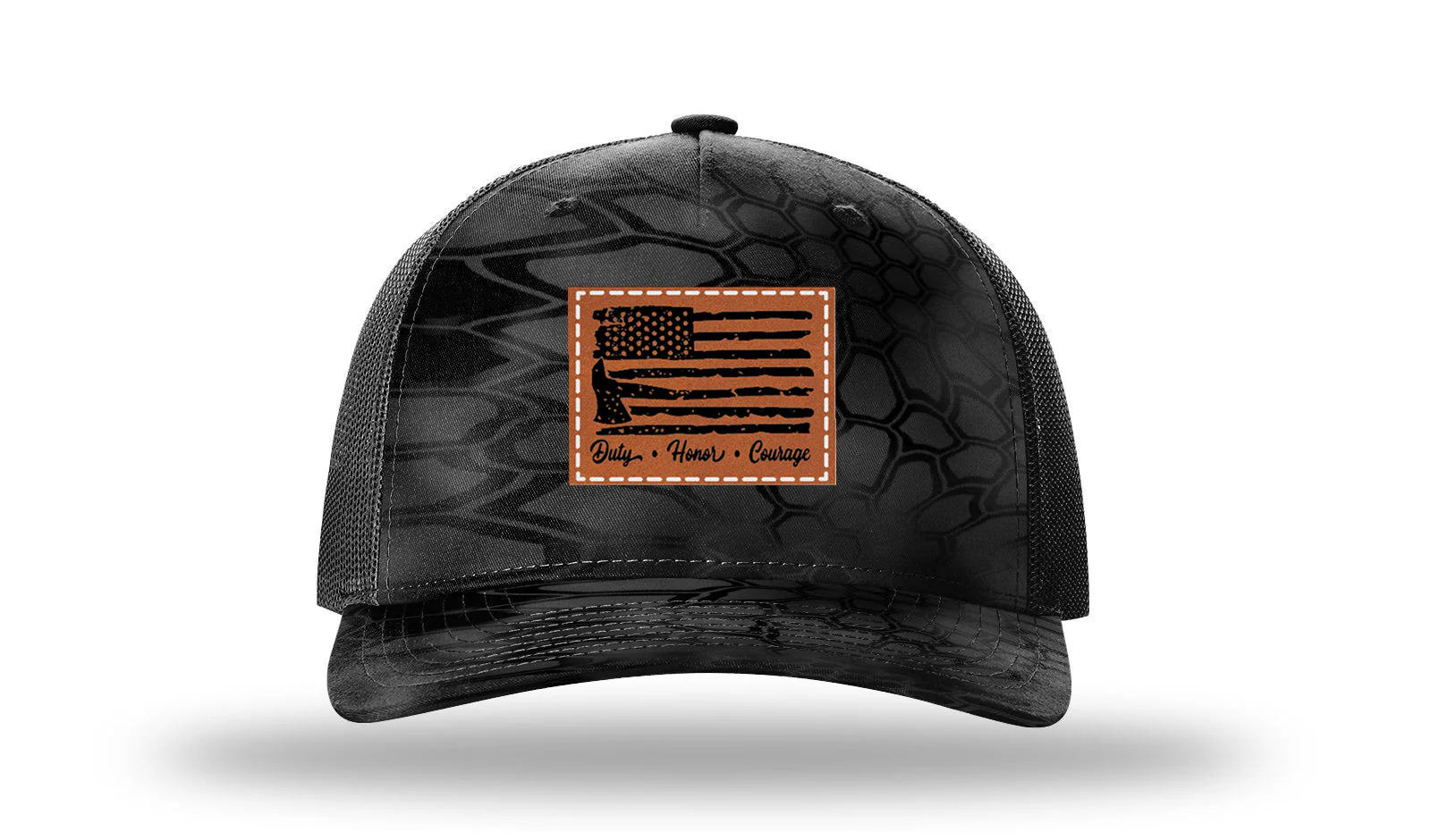 Firefighter Flag Leather Patch Richardson 112PFP Hat - Image 10